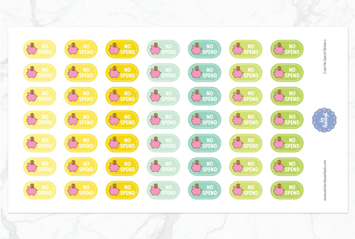 Cute No Spend Planner Stickers - Lemon&Lime