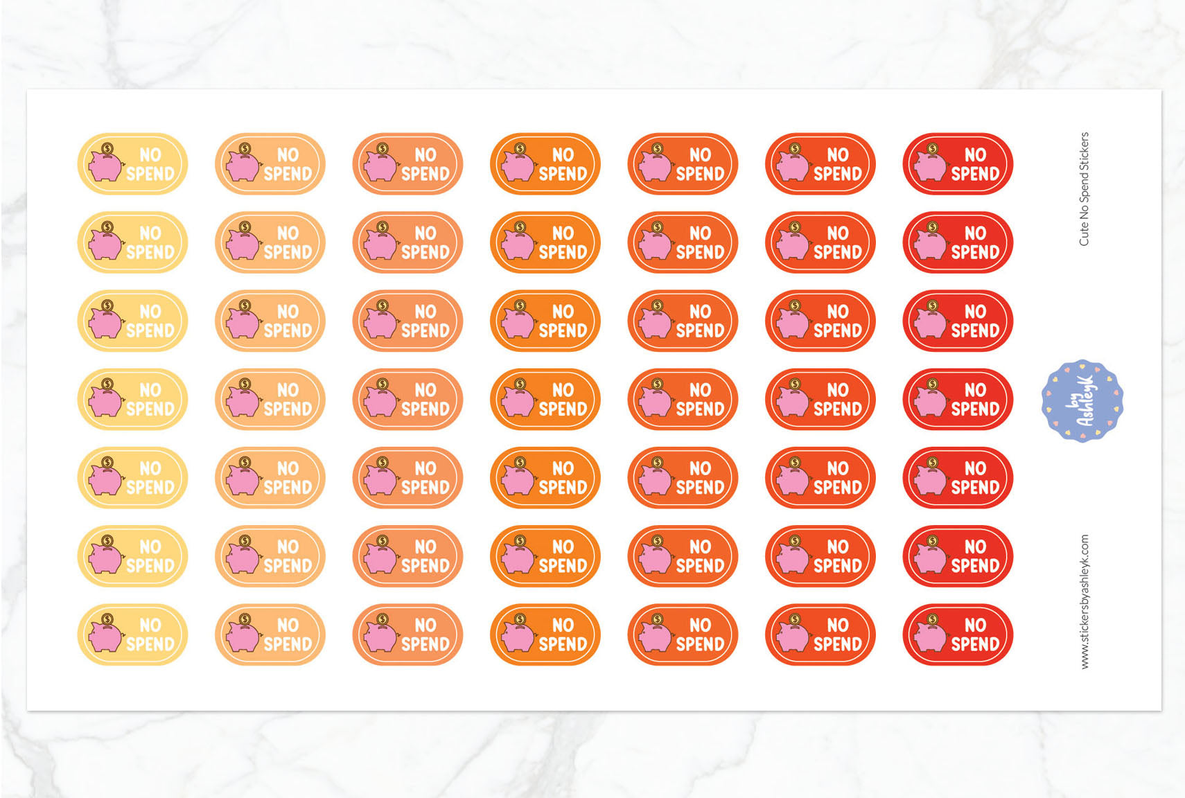 Cute No Spend Planner Stickers - Orange