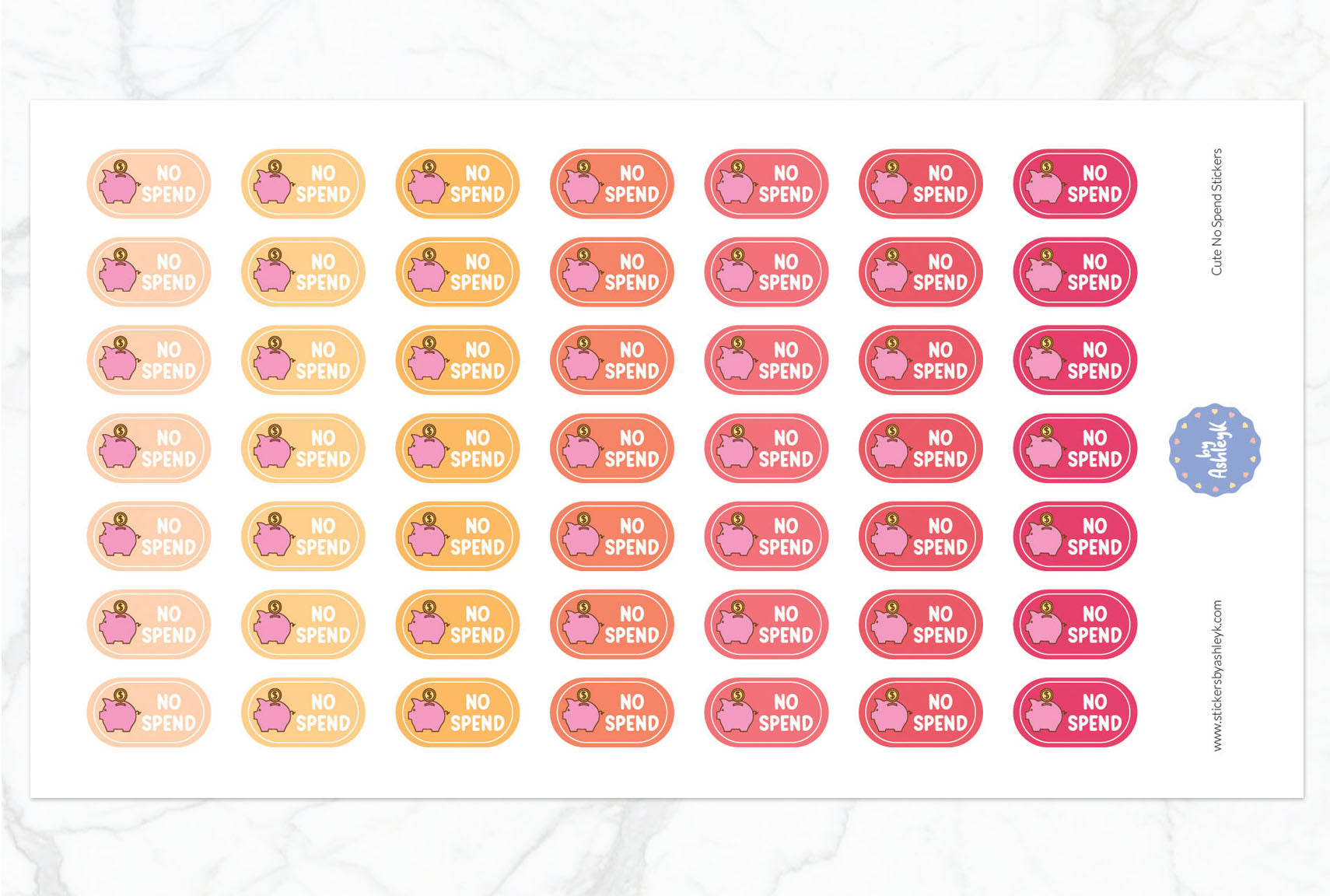 Cute No Spend Planner Stickers - Peach