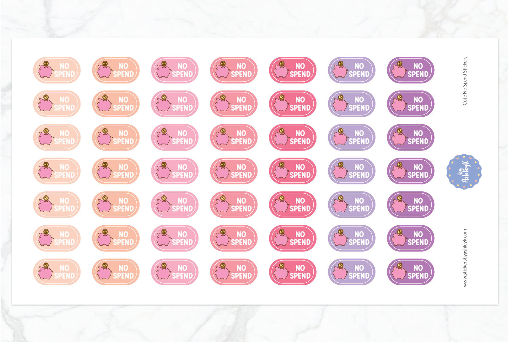 Cute No Spend Planner Stickers - Raspberry