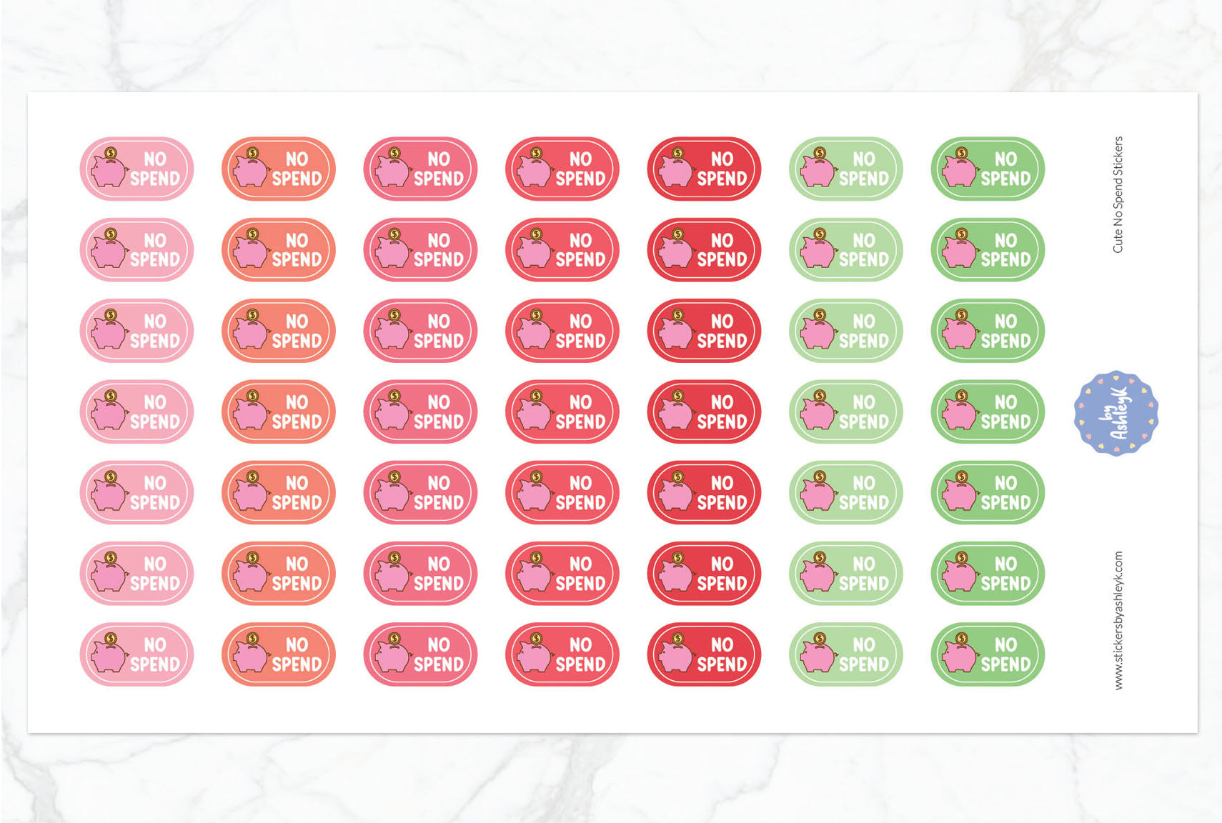 Cute No Spend Planner Stickers - Strawberry