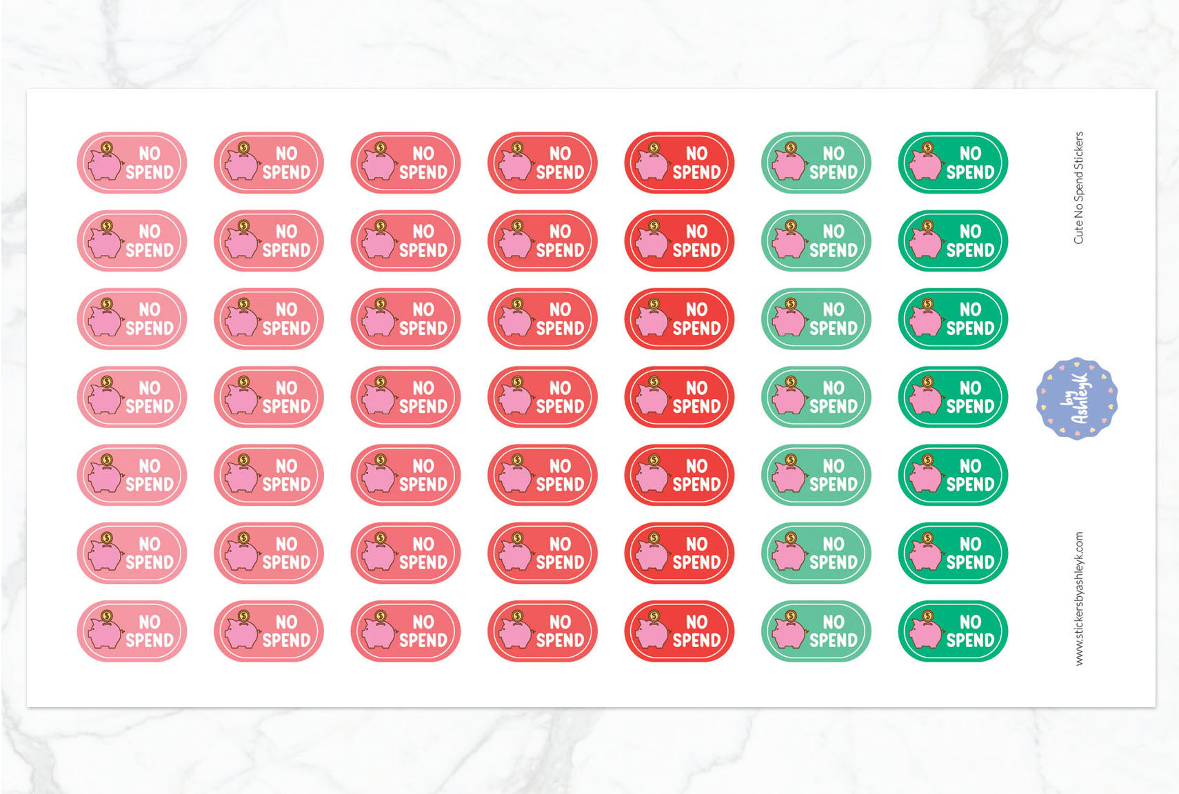 Cute No Spend Planner Stickers - Watermelon