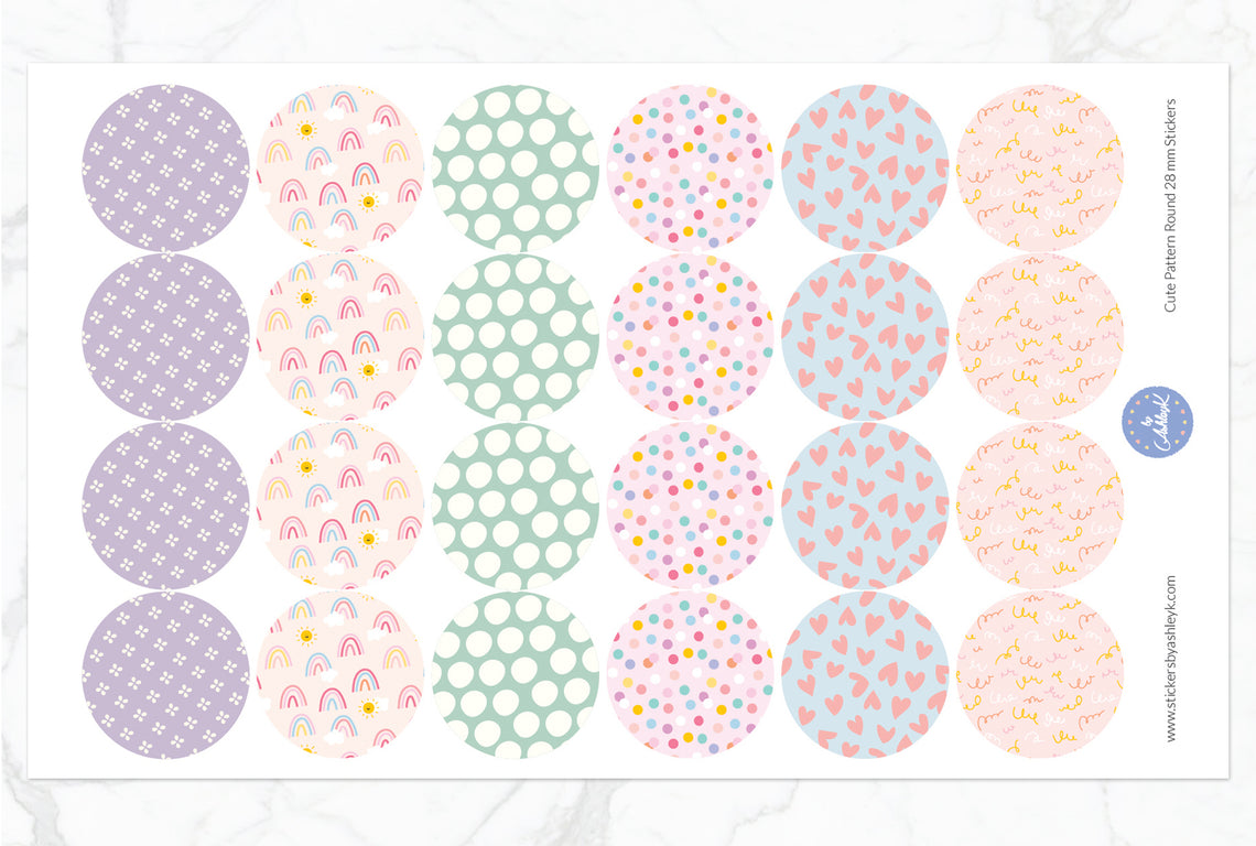 Cute Pattern Round 28 mm Stickers
