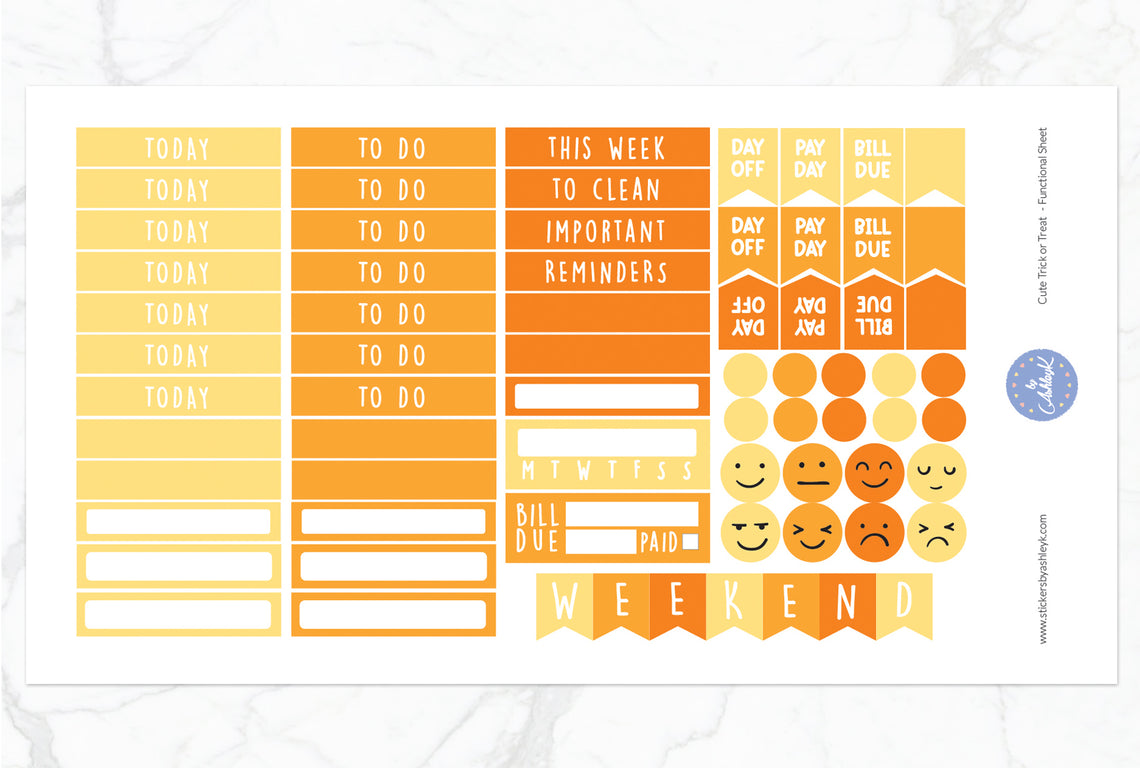 Cute Trick or Treat Weekly Kit  - Functional Sheet