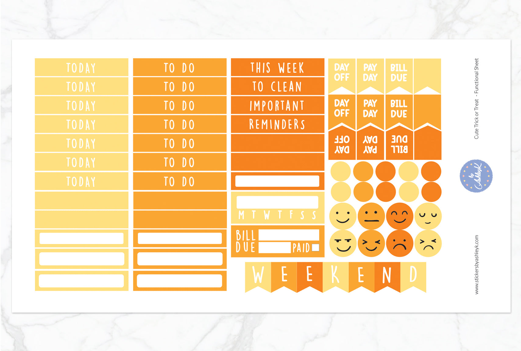 Cute Trick or Treat Weekly Kit  - Functional Sheet