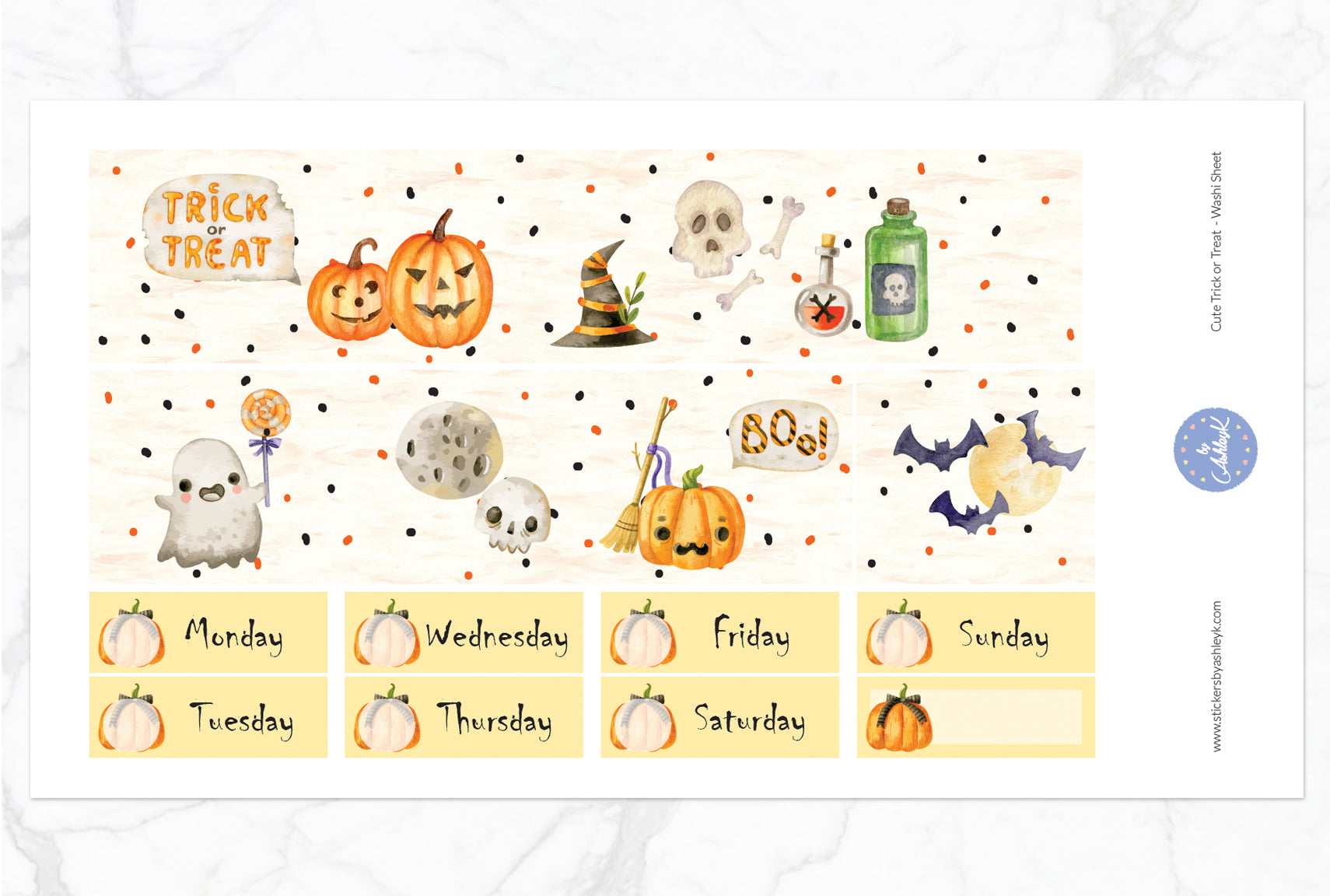 Cute Trick or Treat Weekly Kit  - Washi Sheet