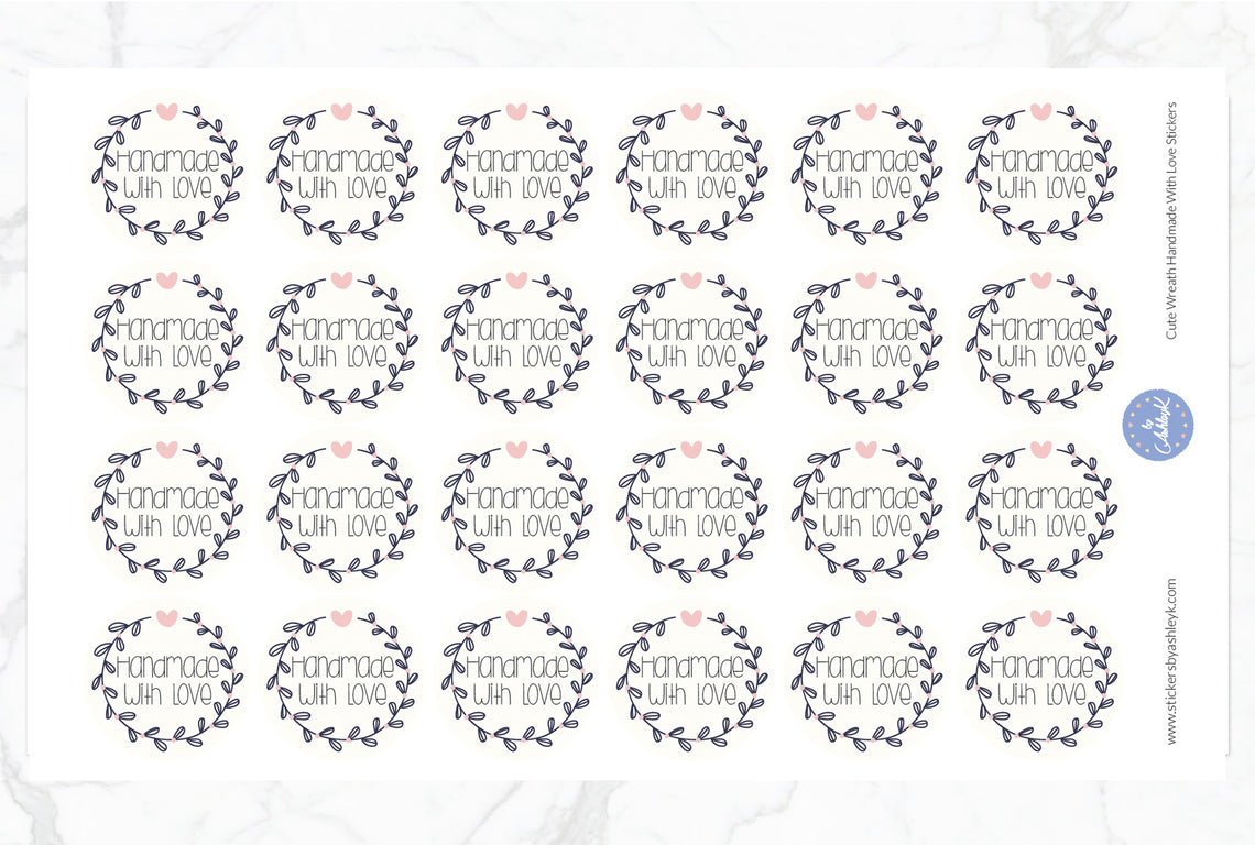Cute Wreath Handmade With Love Stickers