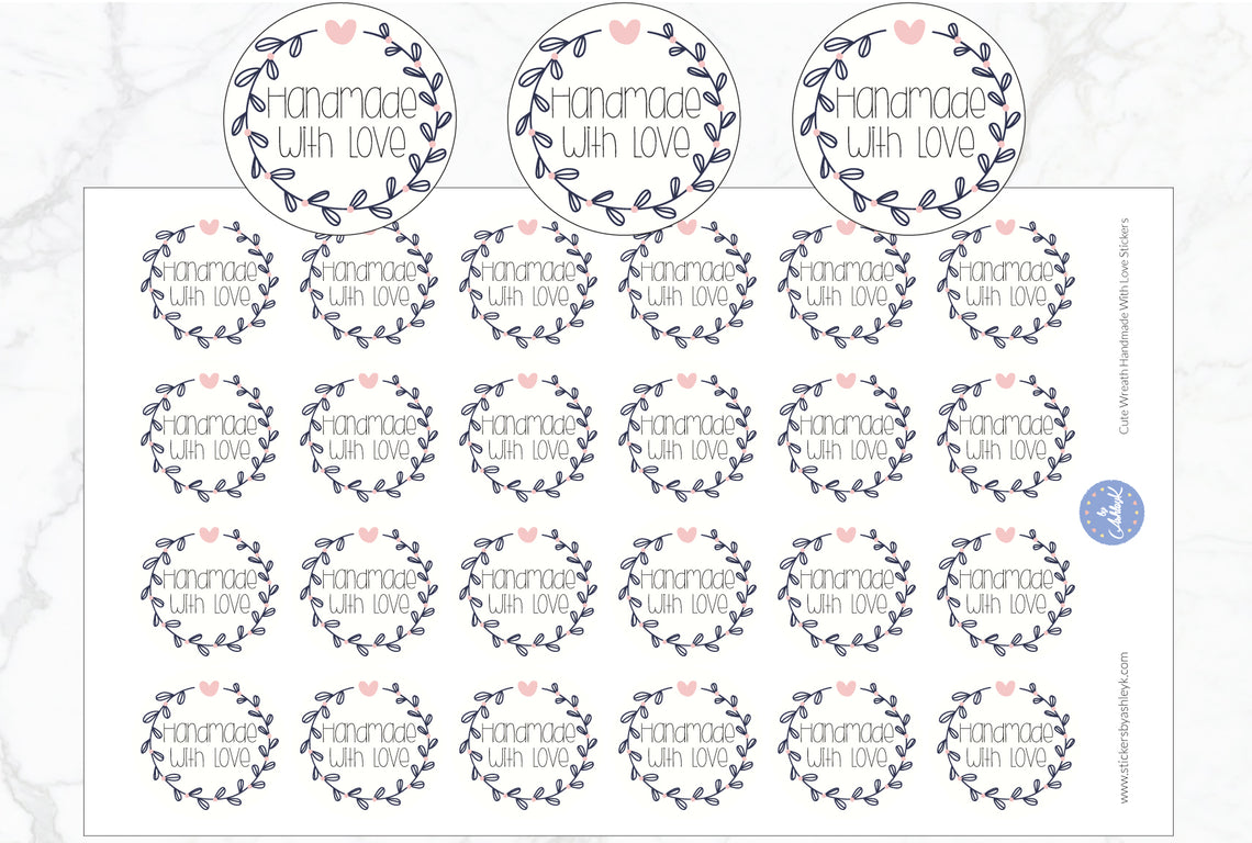 Cute Wreath Handmade With Love Stickers