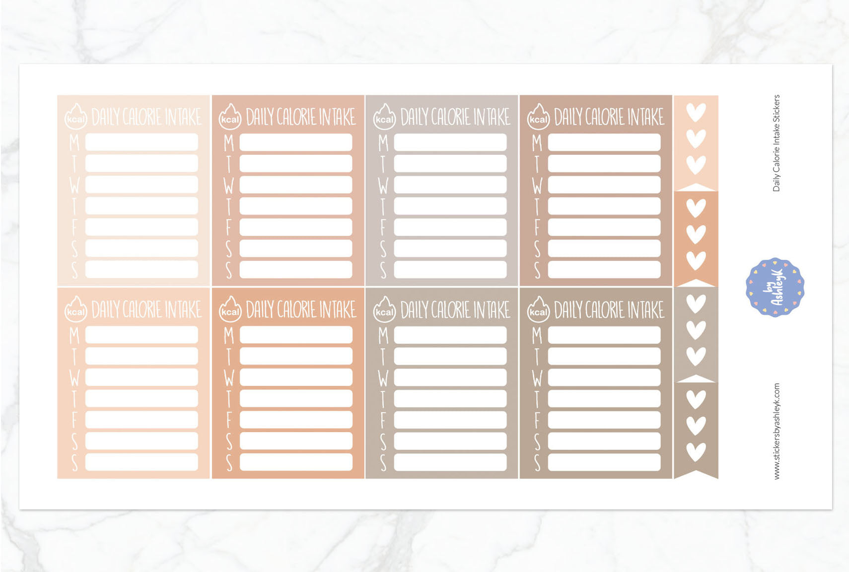 Daily Calorie Intake Planner Stickers - Beige Neutral