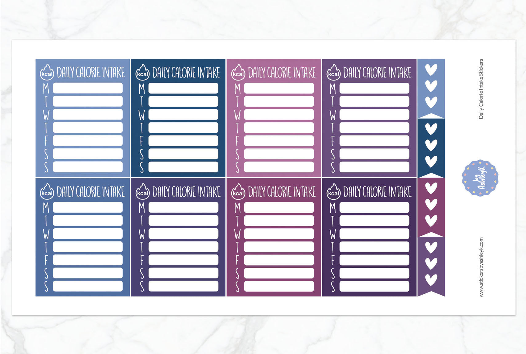 Daily Calorie Intake Planner Stickers - Blueberry