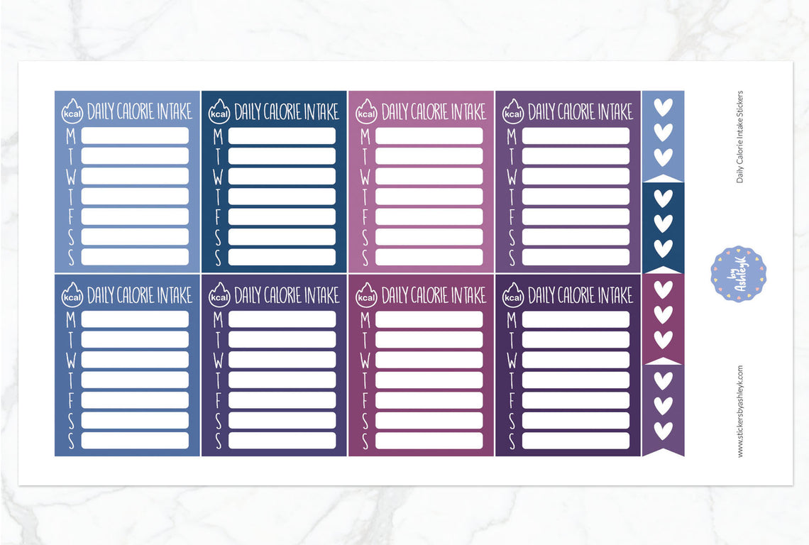 Daily Calorie Intake Planner Stickers - Blueberry