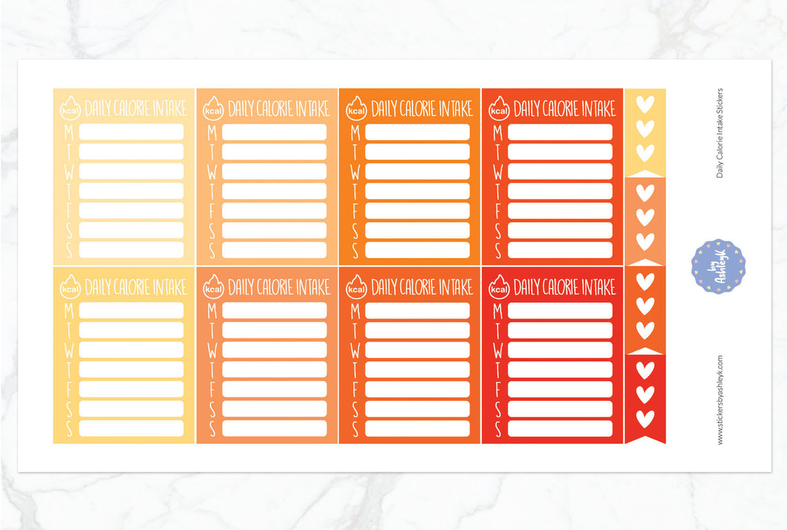 Daily Calorie Intake Planner Stickers - Orange