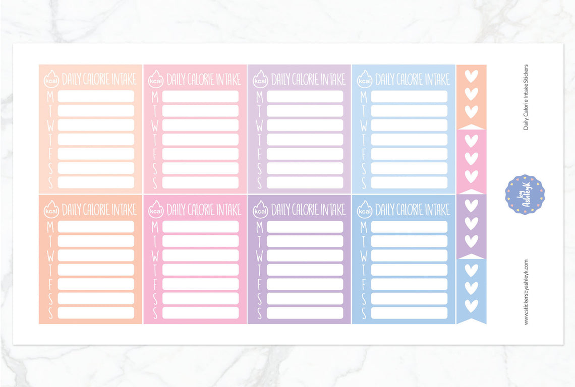 Daily Calorie Intake Planner Stickers - Pastel Sunset