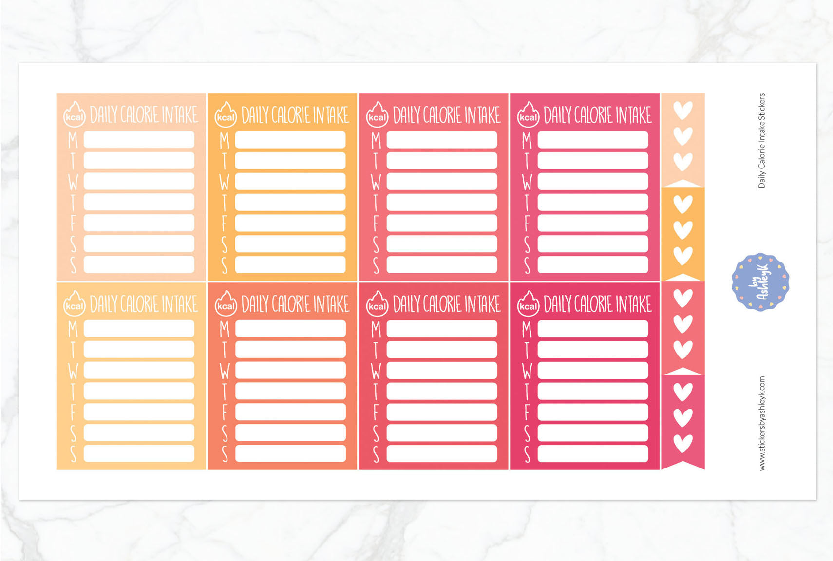 Daily Calorie Intake Planner Stickers - Peach