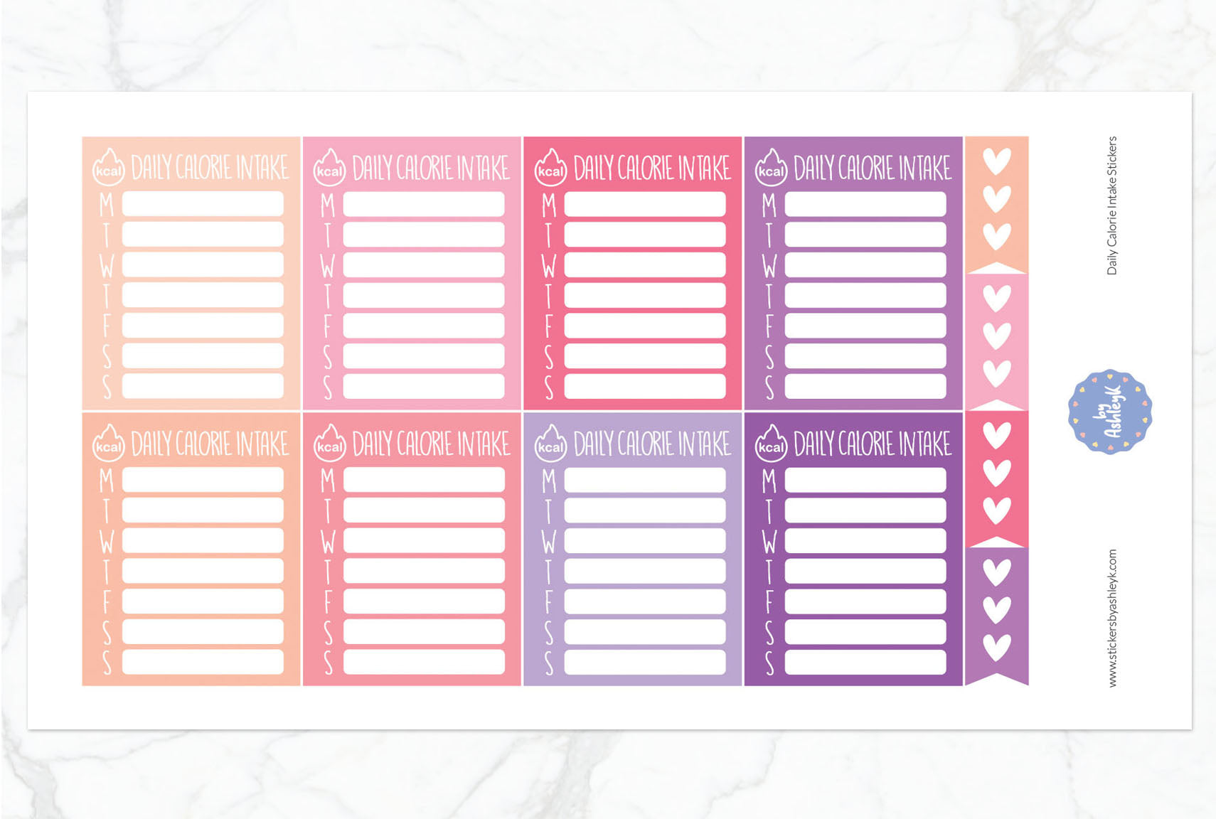 Daily Calorie Intake Planner Stickers - Raspberry