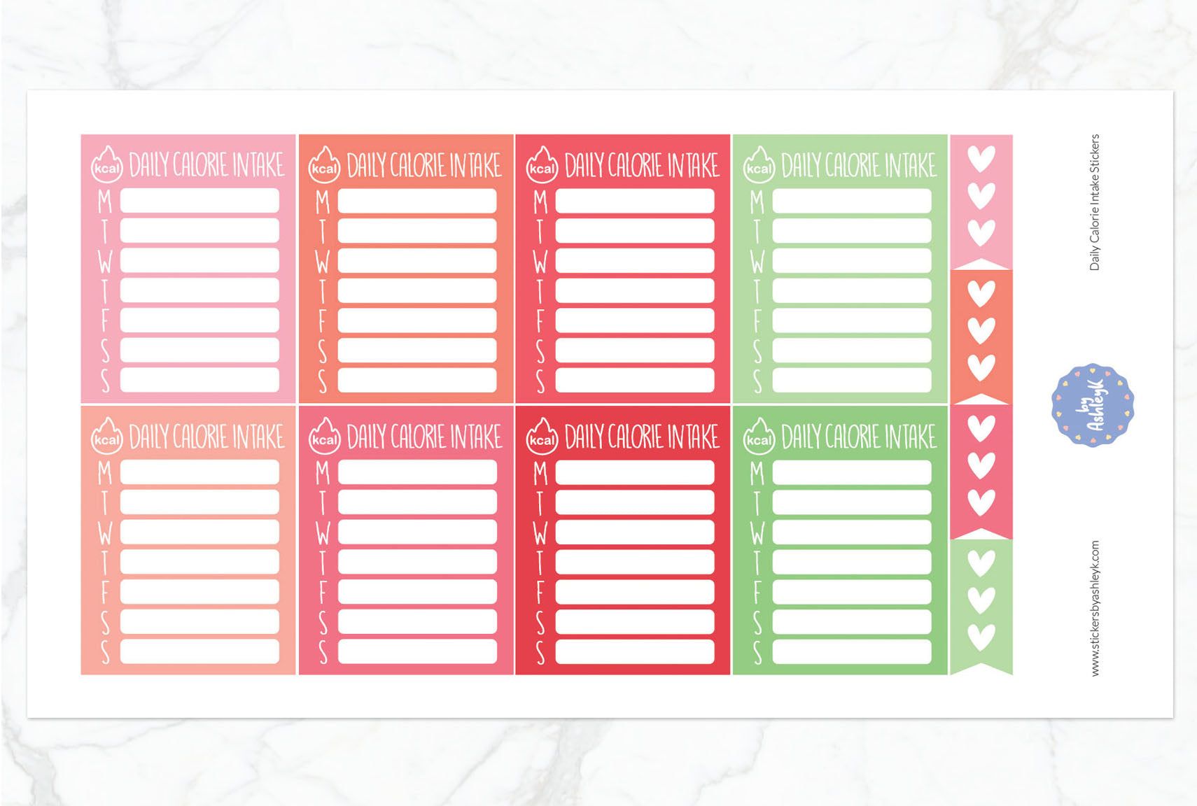 Daily Calorie Intake Planner Stickers - Strawberry