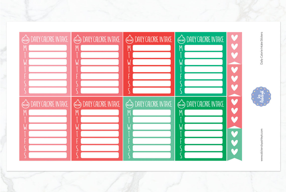 Daily Calorie Intake Planner Stickers - Watermelon