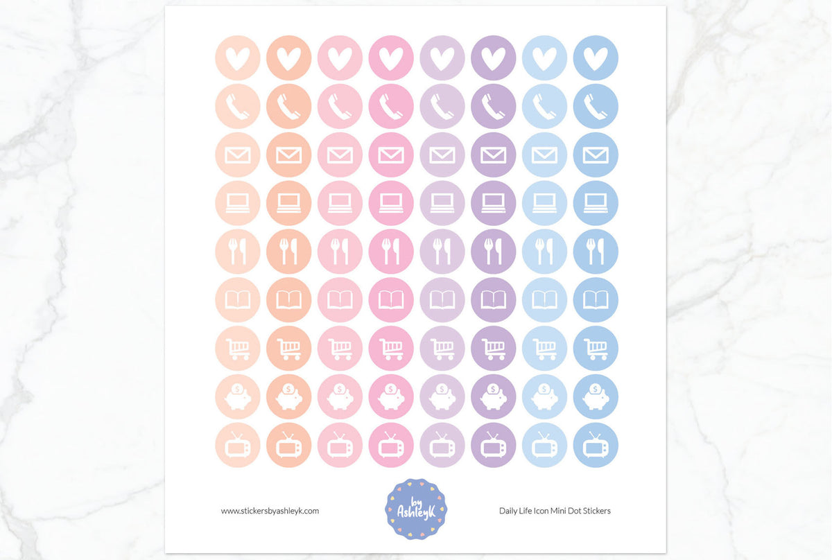 Daily Life Icon Mini Dot Planner Stickers – Stickers by AshleyK