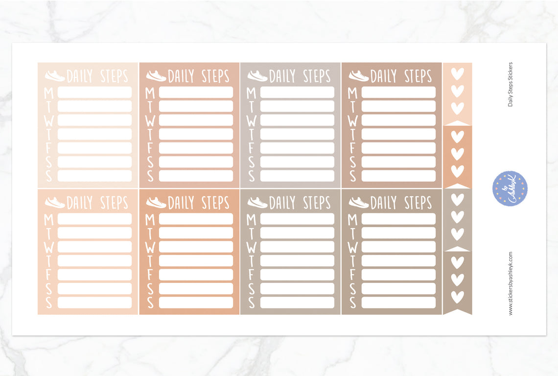 Daily Steps Planner Stickers - Beige Neutral
