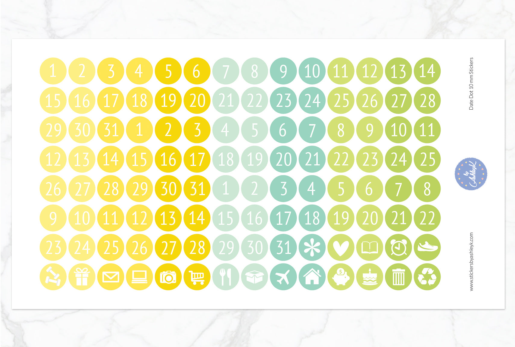 Date Dot 10 mm Stickers - Lemon&Lime