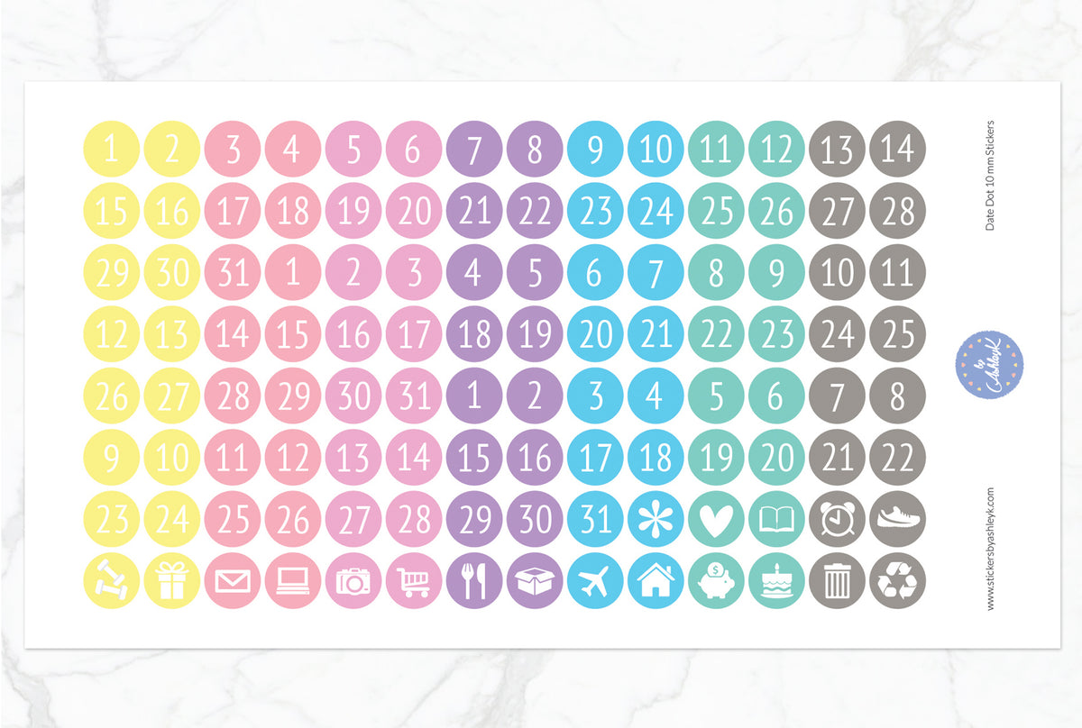 Date Dot 10mm Planner Stickers – Stickers by AshleyK