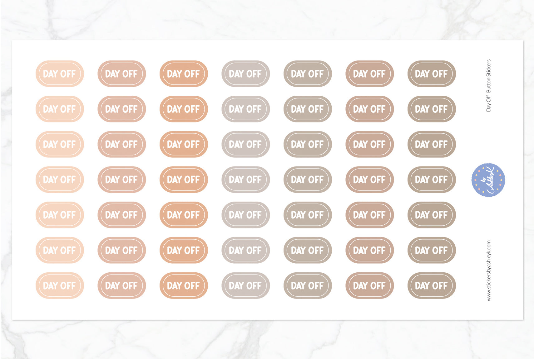 Day Off Button Stickers - Beige Neutral