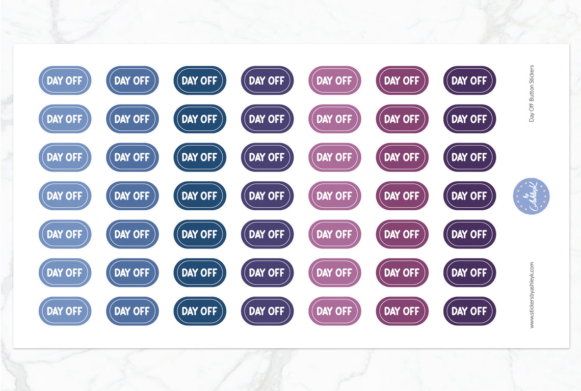 Day Off Button Stickers - Blueberry