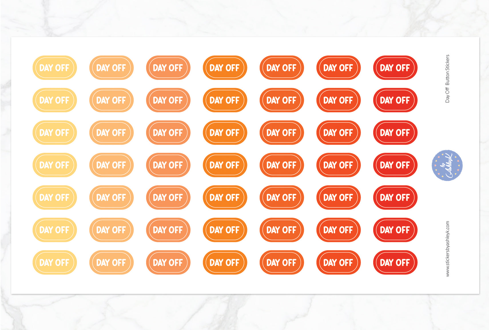 Day Off Button Stickers - Orange