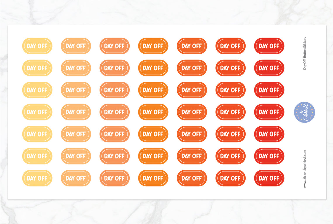 Day Off Button Stickers - Orange