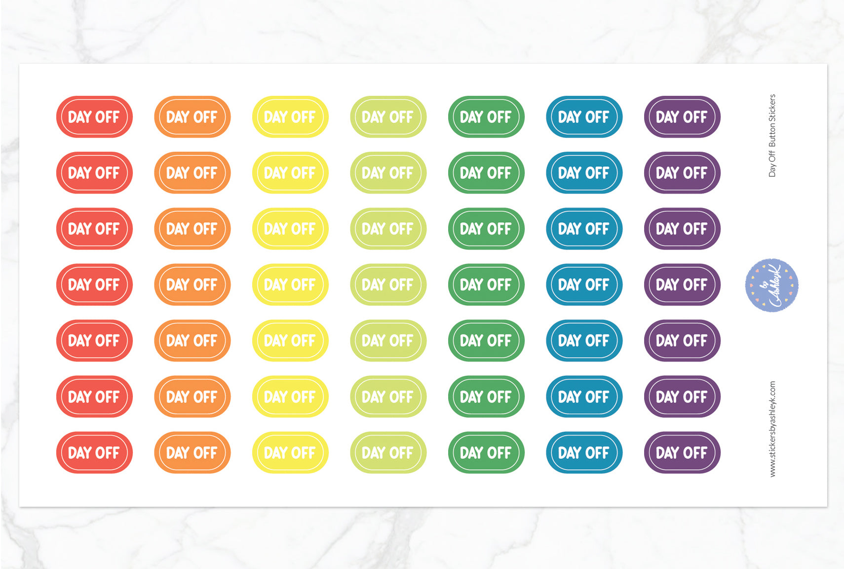 Day Off Button Stickers - Pastel Rainbow