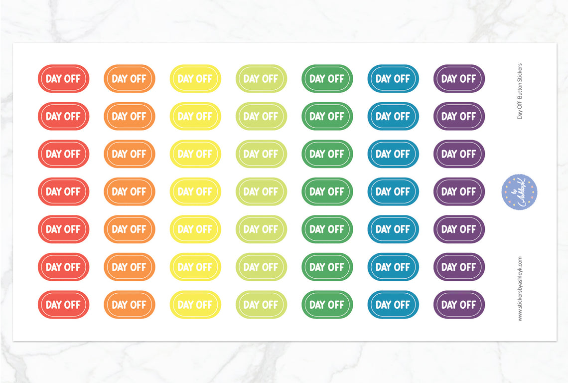 Day Off Button Stickers - Pastel Rainbow