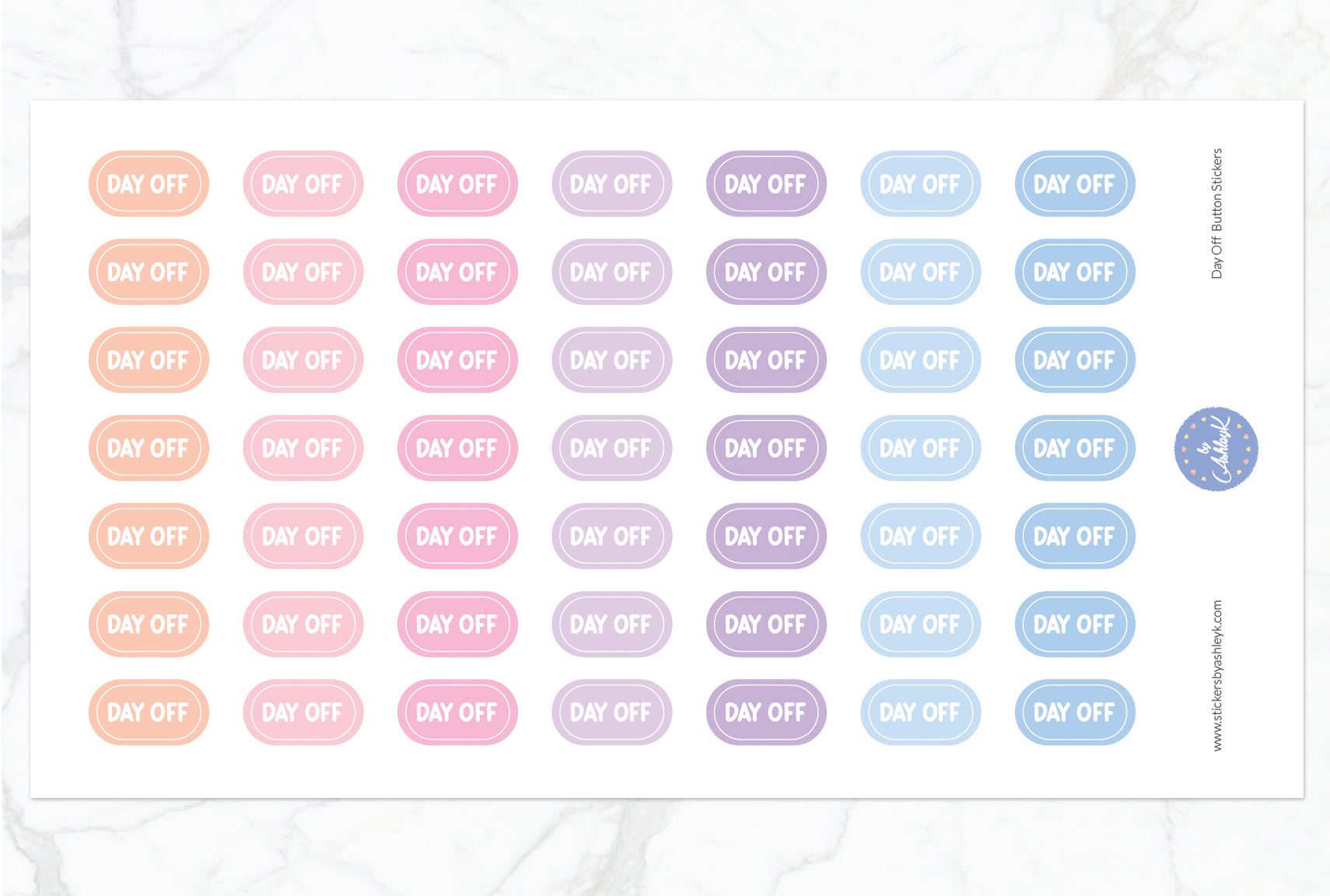 Day Off Button Stickers - Pastel Sunset