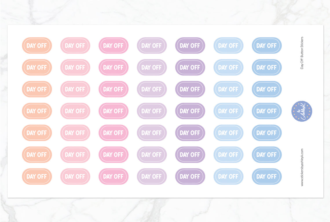 Day Off Button Stickers - Pastel Sunset