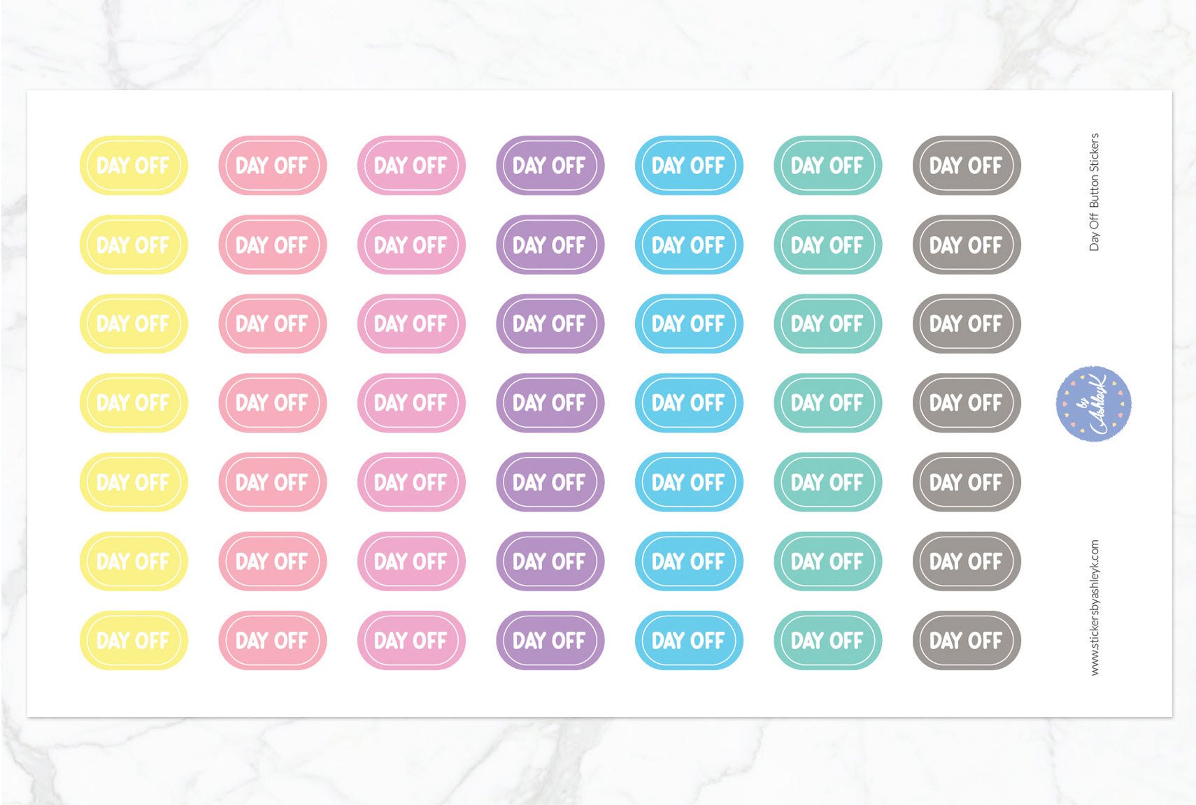 Day Off Button Stickers - Pastel