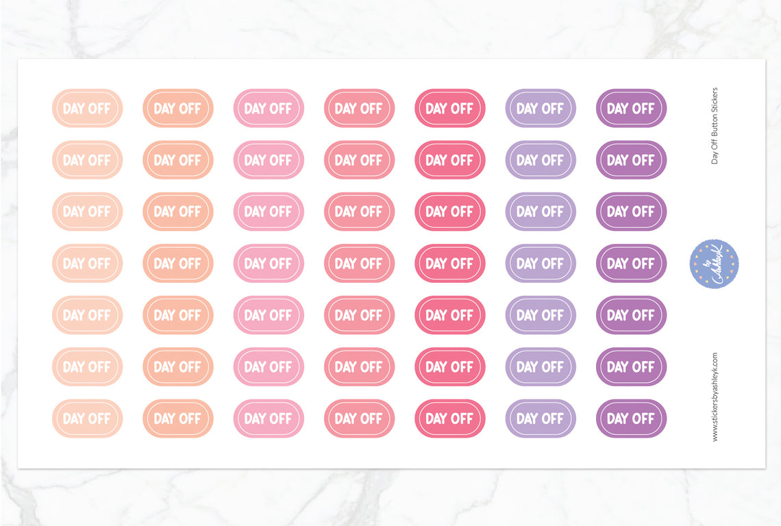 Day Off Button Stickers - Raspberry