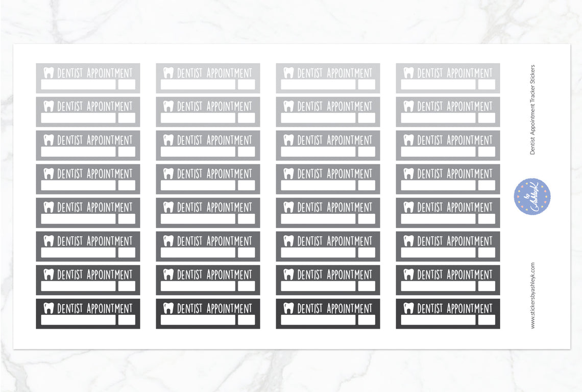 Dentist Appointment Tracker Stickers - Monochrome