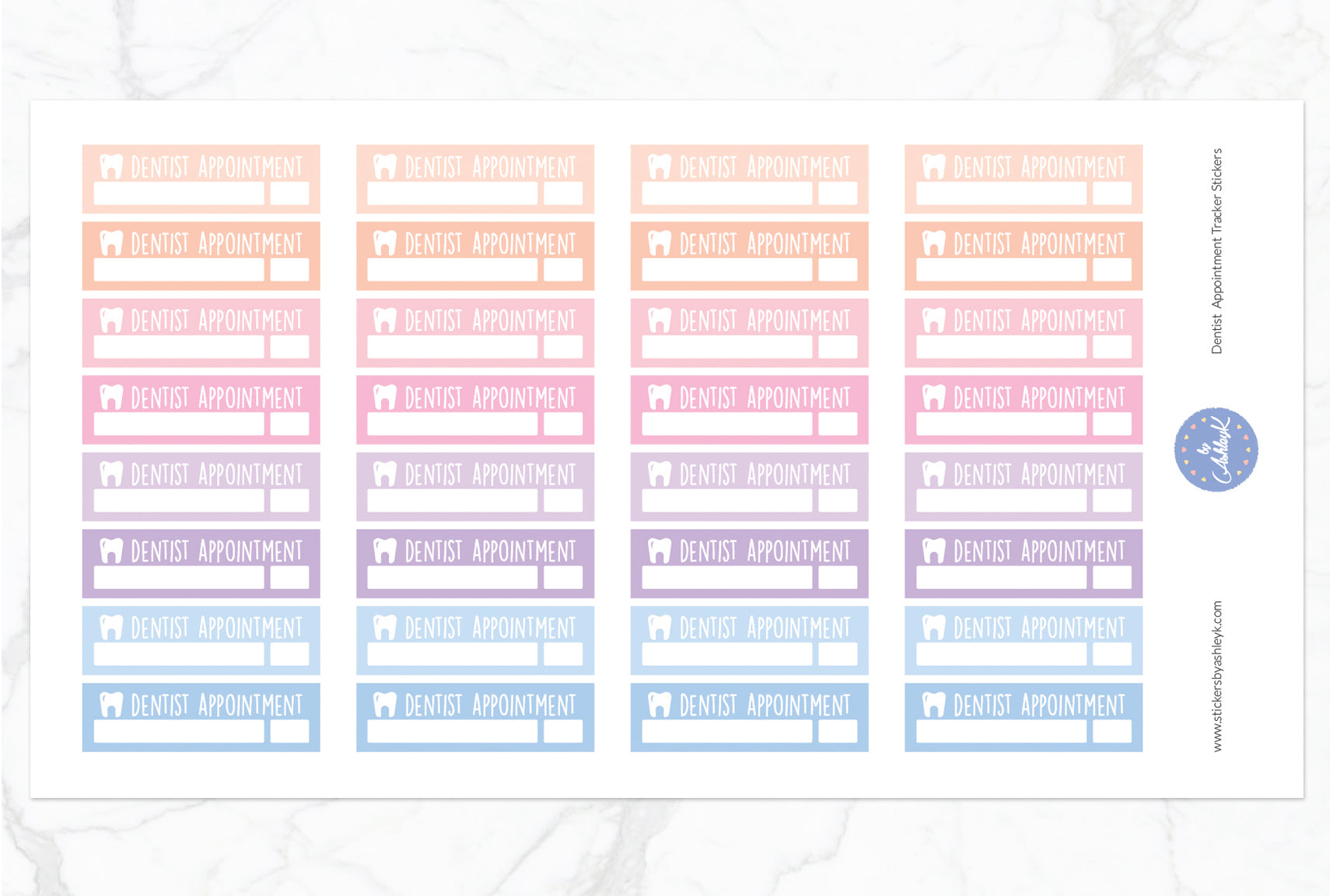 Dentist Appointment Tracker Stickers - Pastel Sunset