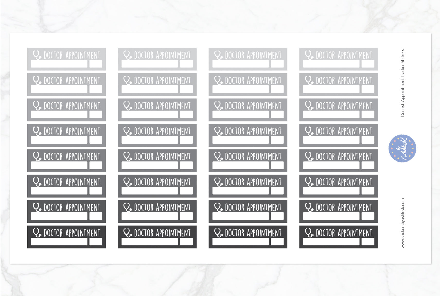 Doctor Appointment Tracker Stickers - Monochrome