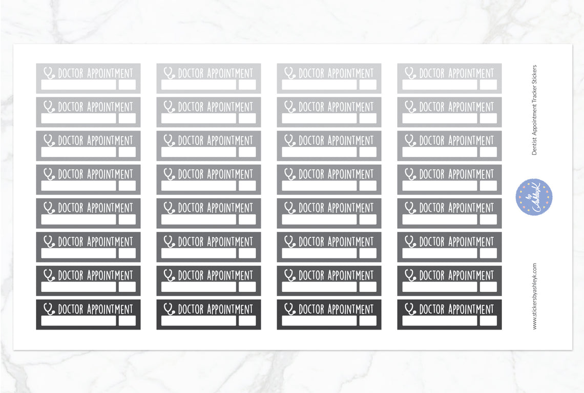 Doctor Appointment Tracker Stickers - Monochrome