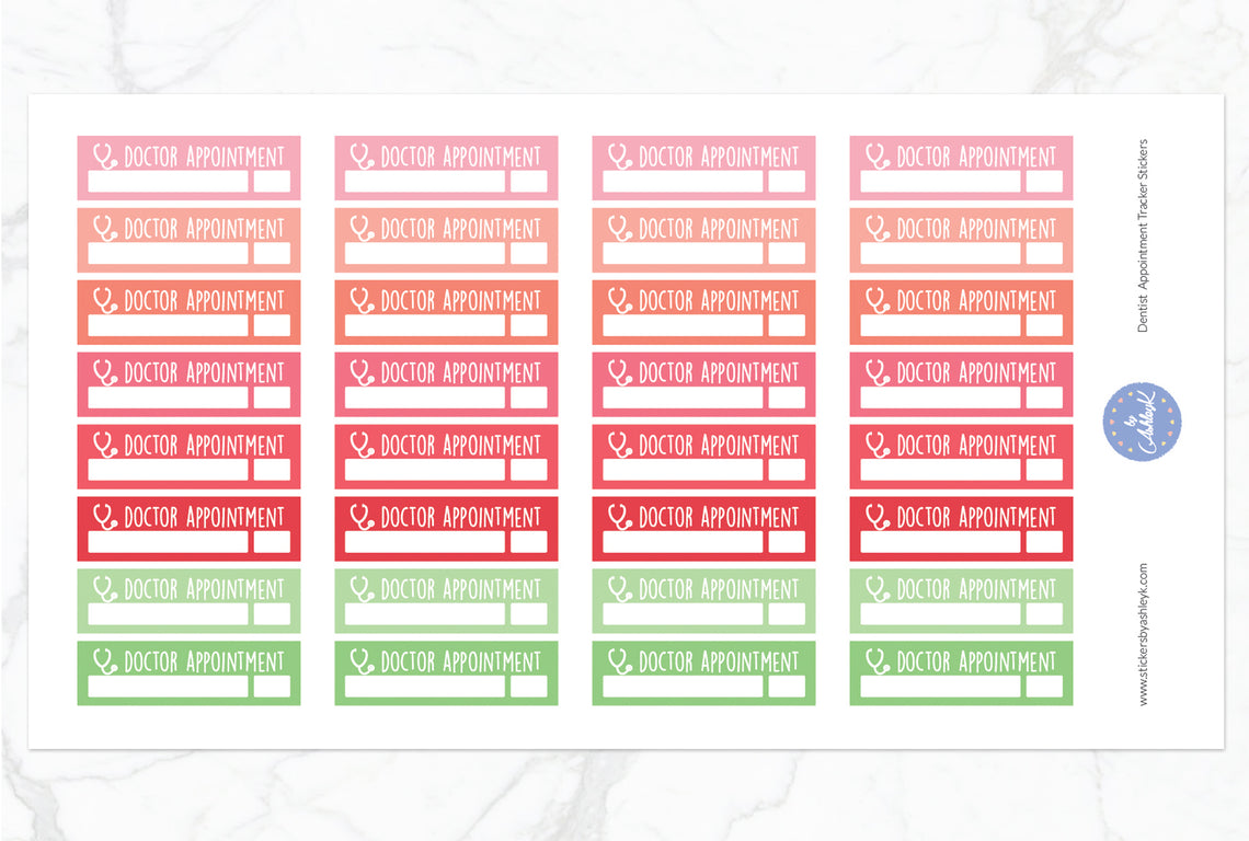Doctor Appointment Tracker Stickers - Strawberry