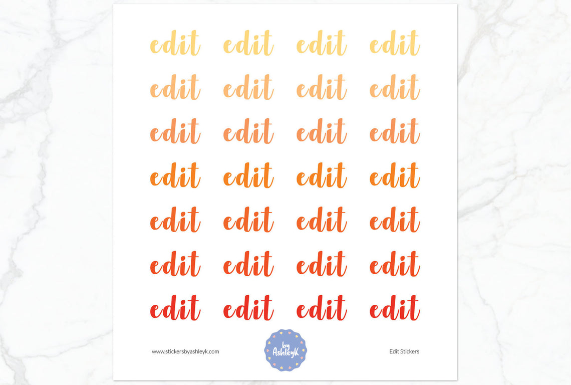 Edit Lettering Planner Stickers - Orange