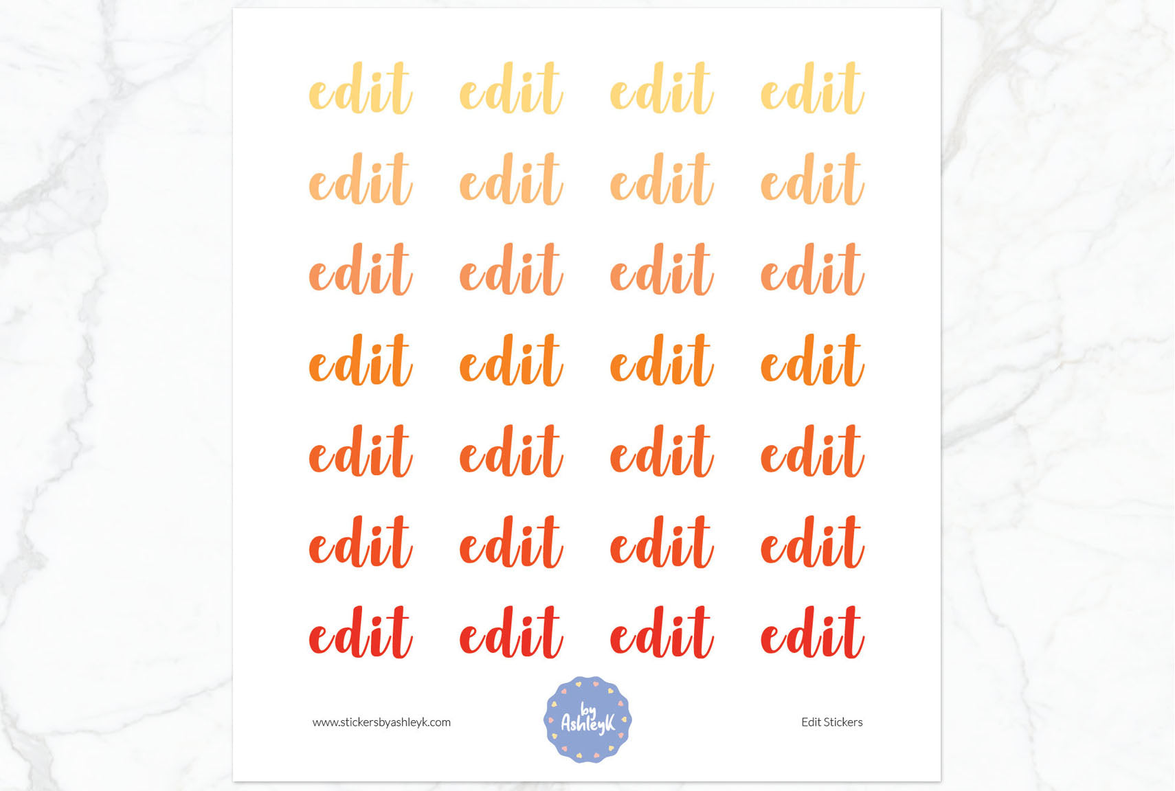 Edit Lettering Planner Stickers - Orange