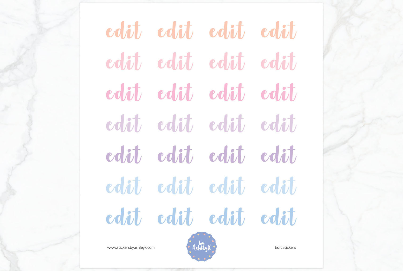 Edit Lettering Planner Stickers - Pastel Sunset