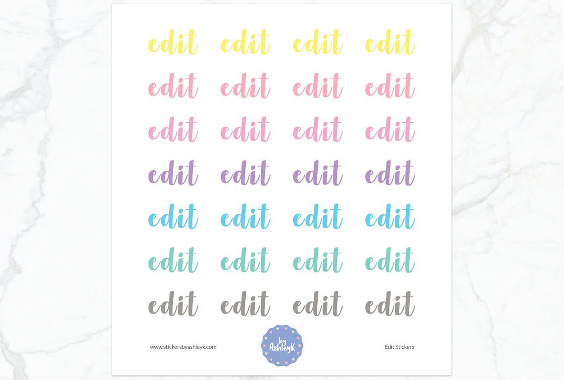 Edit Lettering Planner Stickers - Pastel