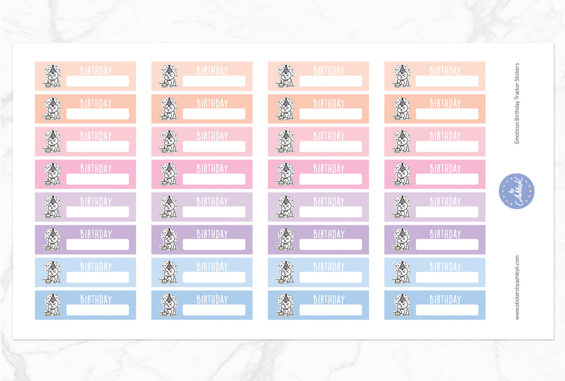 Emoticon Birthday Tracker Stickers - Pastel Sunset