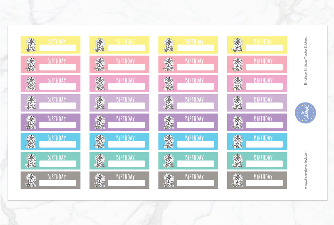 Emoticon Birthday Tracker Stickers - Pastel