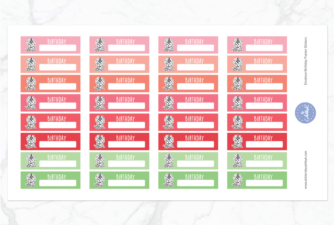 Emoticon Birthday Tracker Stickers - Strawberry