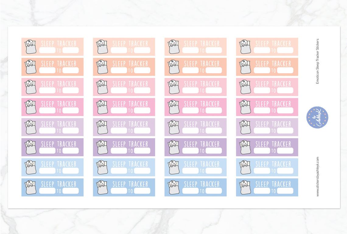 Emoticon Sleep Tracker Stickers - Pastel Sunset