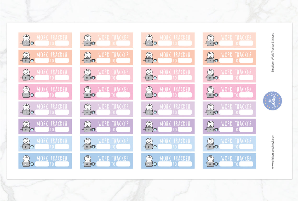 Emoticon Work Tracker Stickers - Pastel Sunset