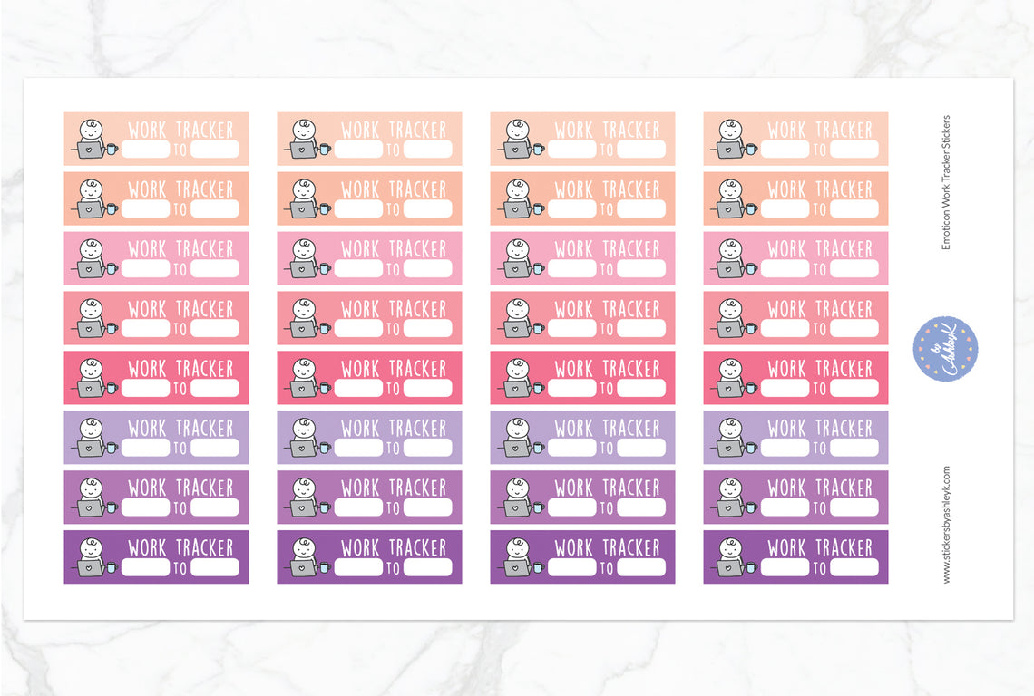 Emoticon Work Tracker Stickers - Raspberry